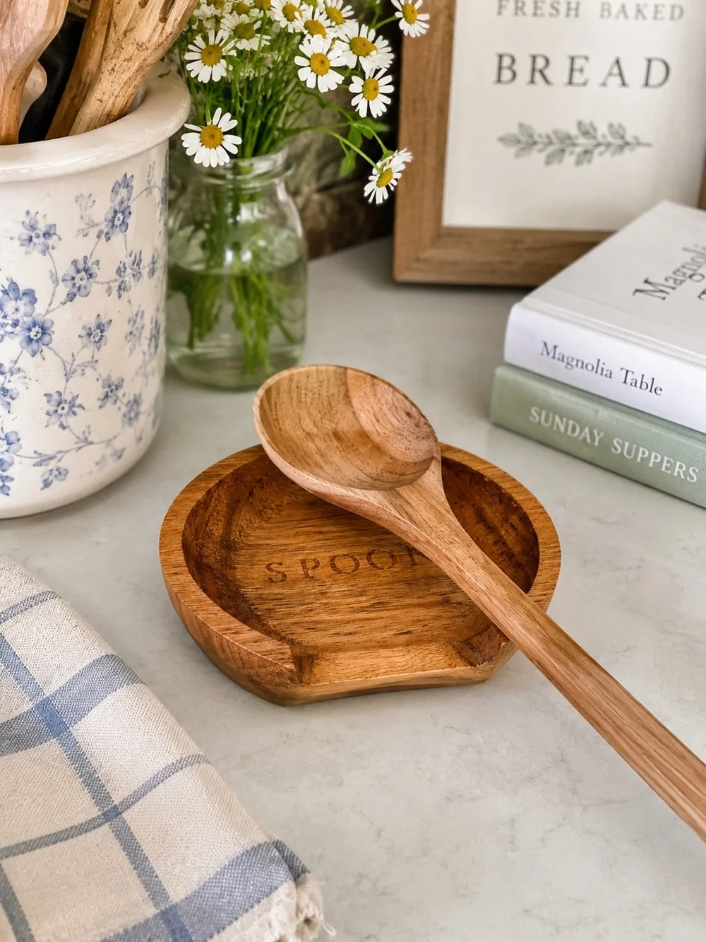 Hearth & Hand Magnolia Acacia Wood Spoon Rest Kitchen Boho Farmhouse Decor